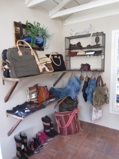 My favorite corner of the store featuring Bandit Brand, Daughter of the Sun, Levis and Heyoka's leather pouches.  